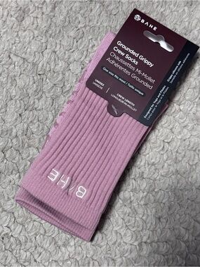 BAHE Studio grounded grippy Crew Sock NEW unisex one size pink yoga Pilates
